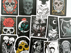50 Gothic Black and White Cool Laptop Stickers Dark Skull Tattoo Goth Decals