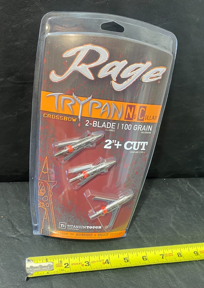 Rage Try Pan No Collar Crossbow 2-blade 100 grain 2″+ cut
