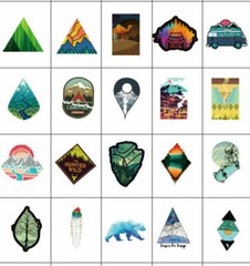 50Pcs Camping Landscape Stickers Pack Vinyl Laptop Skateboard Luggage Decals Lot