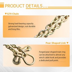 Tow Chains with Hooks, higehio 5/16″ × 24″ Tow Chain w/8″ and 4″ J Hook WAL
