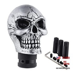 Small Shifter Knob, Skull Gear Grip Head with 3 Adapters Fit for Most Sliver