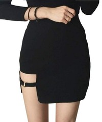 Bsjia Womens Asymmetrical Skirt High Waist Gothic Dance Short Mini Bodycon