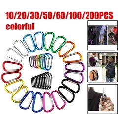10/200 PCS Aluminum Carabiner D Shape Spring Clip Snap Key Hook Keychain Buckle