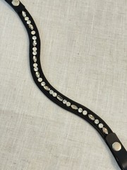 Custom Gems Browband All Sizes Dark Brown or Black Leather U V & Straight Shapes