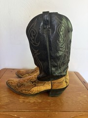 Vintage Dan Post Men’s Cowboy Boots Python Snakeskin and Leather Black Size 12