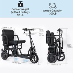 TopMate Electric Scooter 3 Wheel Power Mobility Scooter for Adult Senior 10.4Ah
