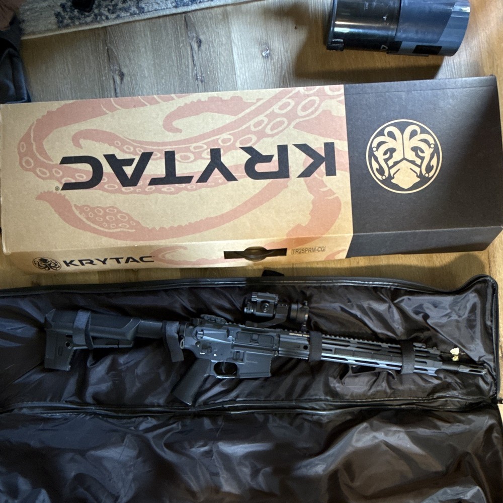KRYTAC Trident MK II AEG Airsoft Rifle w/ Case, Manual & 4 Magazines and BBS