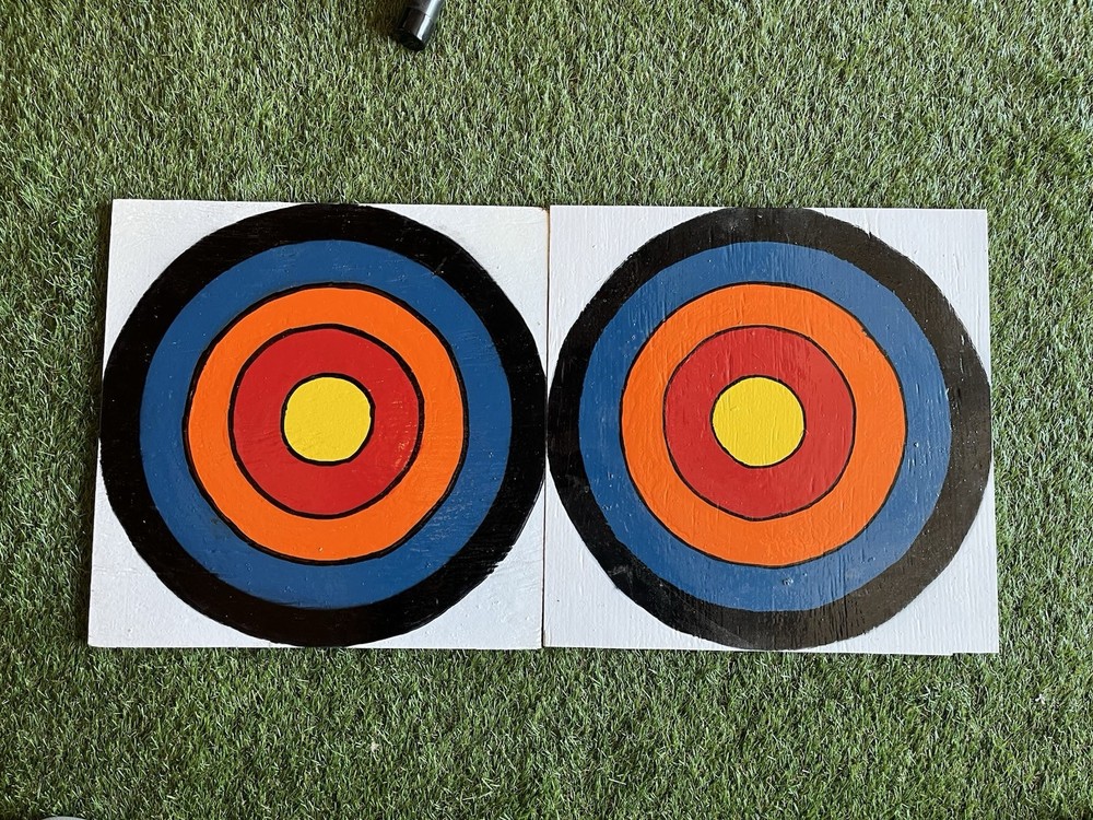 Pair of Archery Face Targets(wood) Multicolor Rings Black Blue Red Orange Yellow
