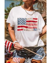 Selink Womens Summer Short Sleeve Tops Sequin Presidents Day Printed T Shirts