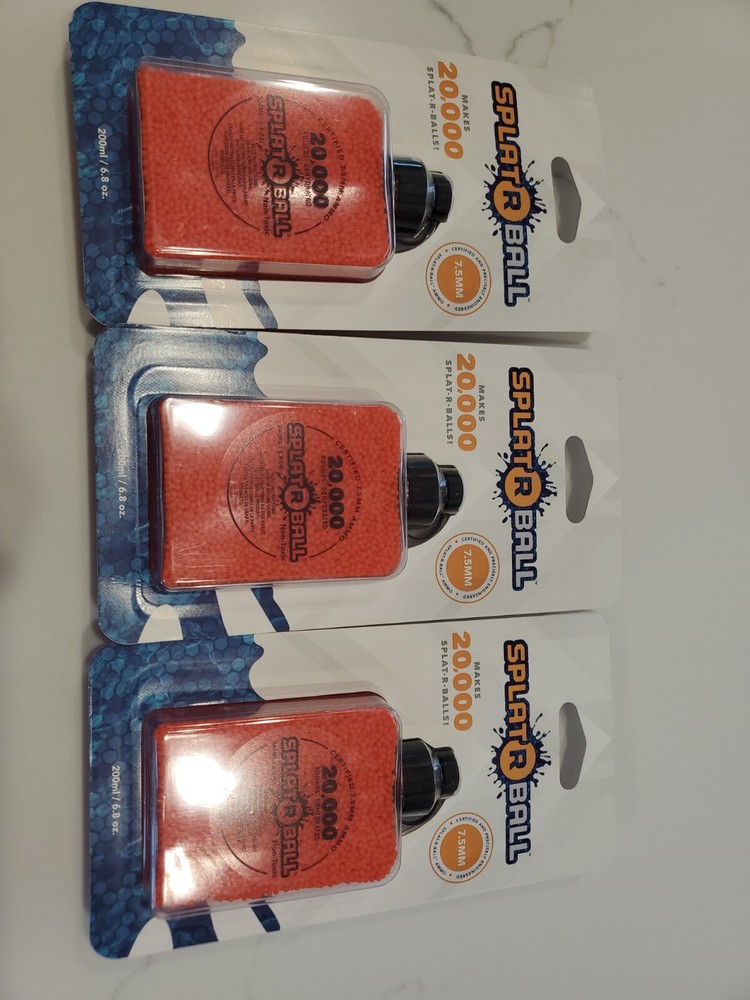 3X New Sealed SplatRball 20,000 Rounds 7.5mm Orange Ammo Certified Splat-R-Ball