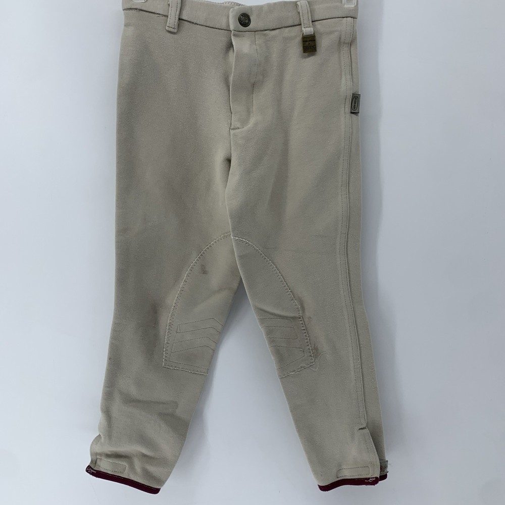 Devon Aire Riding Pants Children Child size 10 R Beige With Maroon Accent