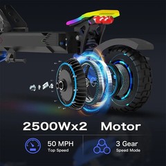 JUNLING 5000W 50MPH Electric Scooter Dual Motors Off-Road Travel APP Control NFC