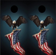 Bald Eagle American flag Cornhole Board Wrap LAMINATED Wraps Decals Vinyl skin