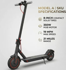 Model A Folding Electric Kick Scooter 350W 8in Solid Tires Adults Black/Red