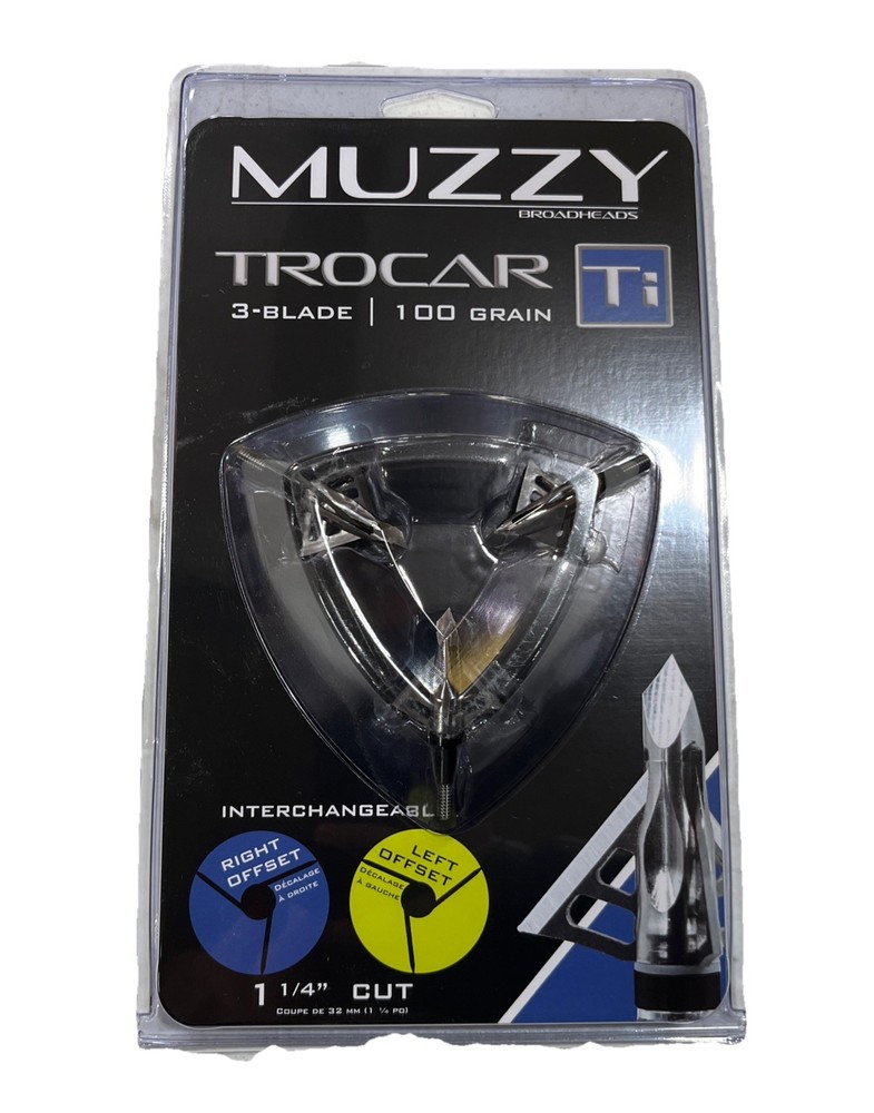 Muzzy Trocar 3- Blade TI 100 Grain Vertical Bow 1 1/4” Cut