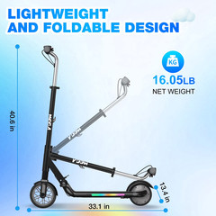 Kids Kick Scooter Foldable 3 Speed LED Lights Ages 6+ Adjustable Handlebar ME1