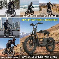 Peak 800W Electric Motorcycle 20″ Fat Tire Electric Scooter w/Seat