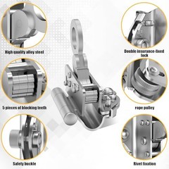 Self-Locking Rope Grab Ascender, Alloy Steel, Suitable for Heavy Silver 16-18mm