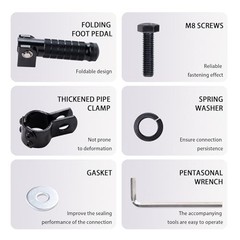 Universal 8mm Foot Pegs 90 Degree Foldable Motorcycle Footpegs CNC Kit Black