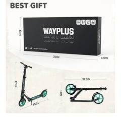 Wayplus Kick Scooter Aqua For All Ages. Foldable Lightweight Non Slip Deck…