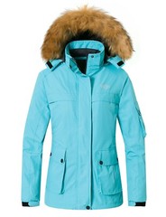 Wantdo Women’s Ski Jacket Winter Fleeced Snow Coat Waterproof Fur Hooded Jackets