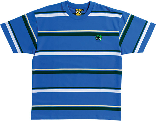 Krooked Skateboards Eyes Embroidered Blue / White Striped T-Shirt