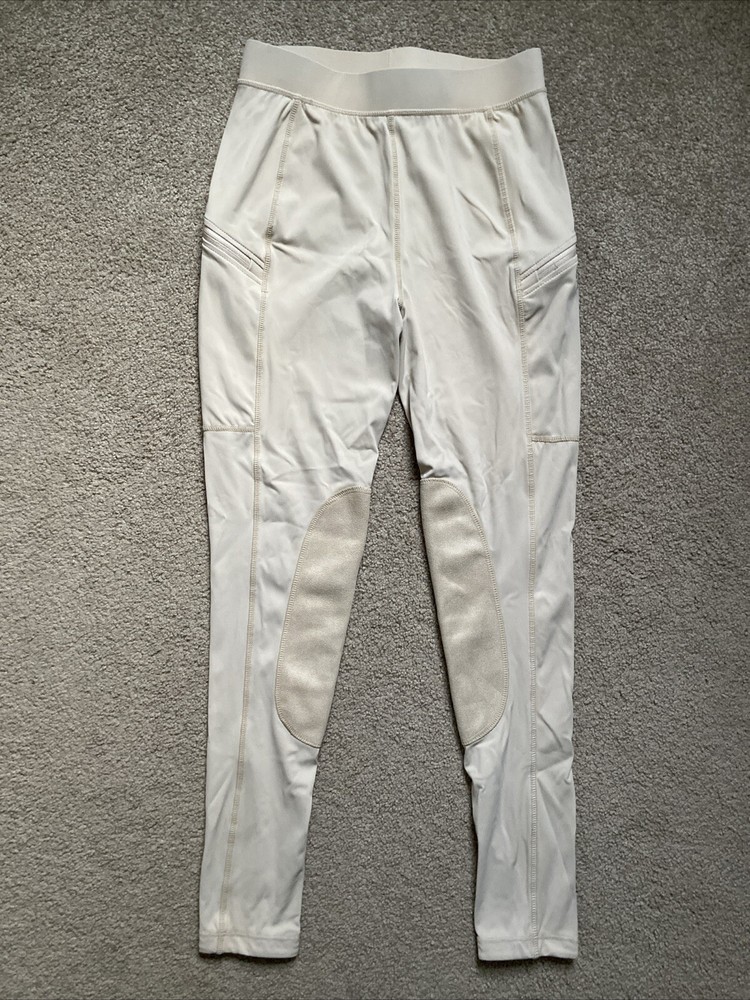 Girls WilLit Size L Tan Nylon/Spandex Equestrian Riding Leggings Zip Pockets