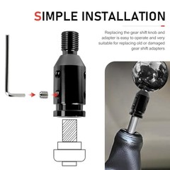 Gear Shift Knob Adapter, M12x1.25 Aluminum Alloy Shifter Knob 1 PC Black