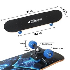 Nattork 31 Inch Complete Skateboard with PU 31 inches x 8″, Cosmic Butterfly