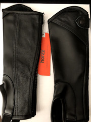 Horze Unisex Soft Leather Zip Up Equestrian Kids Black