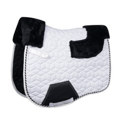 White Horse Saddle Pad & Fly Veil Set Quilted Dressage Equestrian Riding Tack