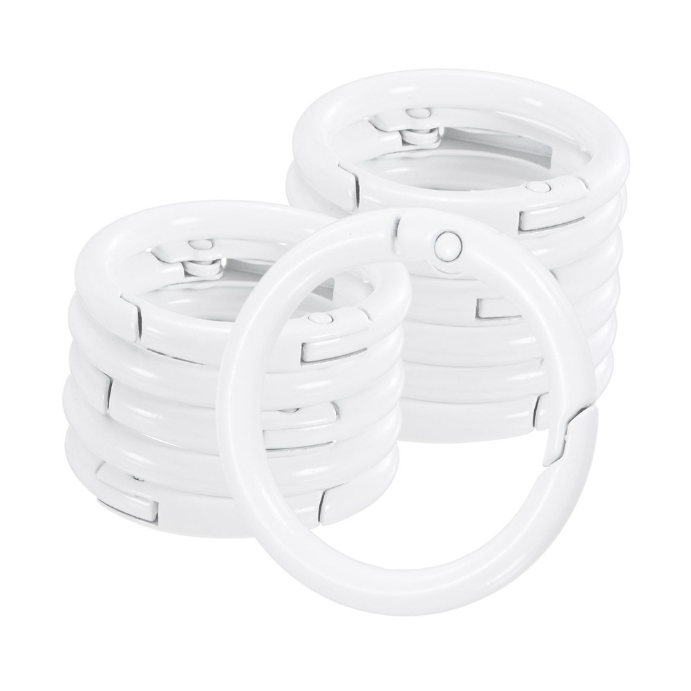 12-Pack Metal Spring O Rings, 1″ Zinc Alloy Keyring Buckle [White]