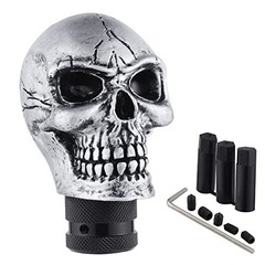 Small Shifter Knob, Skull Gear Grip Head with 3 Adapters Fit for Most Sliver