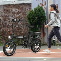 630W 2-Seat 16″ Tire Foldable Ebike 25MPH Commuter Electric Bicycle for Adult US