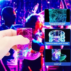 Cowboy Boot Shot Glass Set of Light Up Plastic Shot Glasses 1.5 oz Flashing