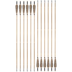 12X 33″ Archery Bamboo Arrows 5″ Feather Traditional Longbow Recurve Bow Hunting