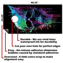 Neon Splatter Paint Skull Gothic Cornhole Board Wraps and Decals Vinyl Sticker