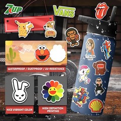 300Pcs Cool Stickers for Adults, Brand Stickers for Water Bottles, Waterproof Vi