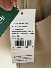 *NWT* Dover Saddlery DS Windham Adventure Winter KP Breeches- Size: 30