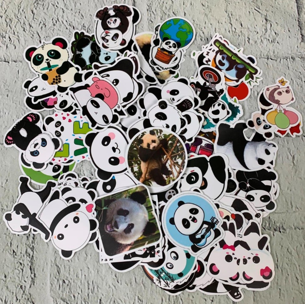 100 Pieces Panda Stickers Vinyl Panda Decals Party Supplies Waterproof