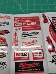 Milwaukee Hard Hat & Toolbox Sticker Pack – 30+ Waterproof Vinyl Stickers