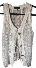 KAKTUS Fall vest Coverup beige size Large sz L crochet boho hippie 12 14 zen