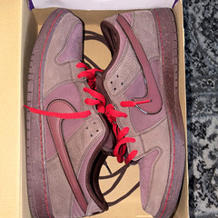 Nike SB Dunk Low PRM Skateboarding Shoes Burgundy Crush/Dark Team Red US 15