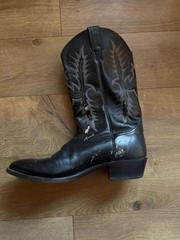 Tony Lama Black Leather Western Equestrian Cowboy Boots