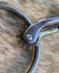 Pair Adult Western Spurs Embossed Design Brass Rowels
