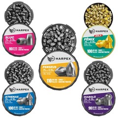 Harpex .25 Cal Airgun Pellets Kit – 5 Tins Variety Pack, Pointed & Domed Lead