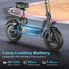 1500W Peak Motor Electric Scooter for Adults, 35 KM of Range Scooter with Seat,