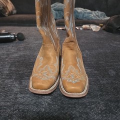 J.B. Dillon Reserve Women’s Tan Leather Western Boots Silver Stitch 9.5