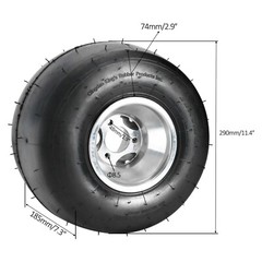 4PCS 11×7.10-5 Go Kart Wheels Tires 5 Inch Aluminum Rim 3 Stud Rear Racing Cart
