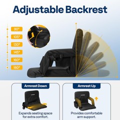 24.5» Heated Stadium Seat Bleacher Chair w/ 12V 20W PD Fast Charging 3 Levels